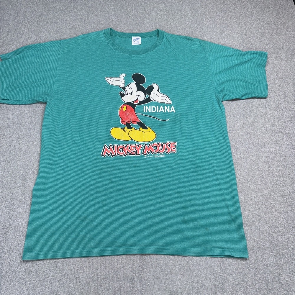 Vintage 90s Mickey Mouse Indiana Velva Sheen Single Stitch USA T Shirt XL